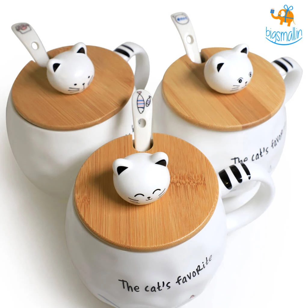 Akshay Mumbai Importer Kitty Mug With Lid & Spoon