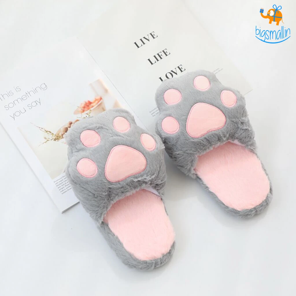 AmyLi All Of It Cat Paw Plush Slippers