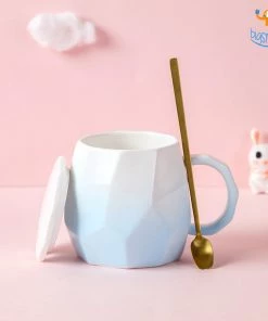 Bigsmall_hmk Geometric Textured Mug With Lid & Spoon Sale