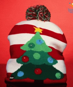 Coral Tree Christmas Cap With LED Lights All Of It