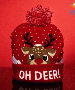 Coral Tree Christmas Cap With LED Lights All Of It