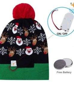 Coral Tree Christmas Cap With LED Lights All Of It