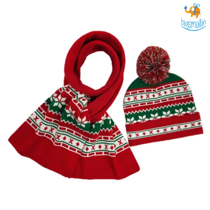Coral Tree Christmas Scarf And Cap Set
