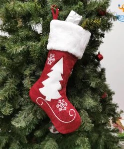 Coral Tree Christmas Decorative Fluffy Stocking All Of It