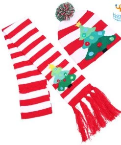 Coral Tree All Of It LED Christmas Cap & Scarf Set