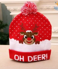 Coral Tree Christmas Cap With LED Lights All Of It