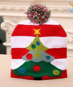 Coral Tree Christmas Cap With LED Lights All Of It