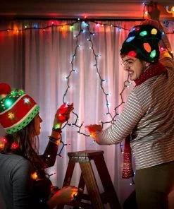 Coral Tree Christmas Cap With LED Lights All Of It