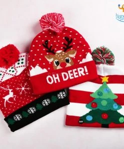 Coral Tree Christmas Cap With LED Lights All Of It