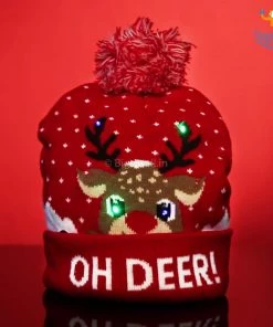 Coral Tree Christmas Cap With LED Lights All Of It