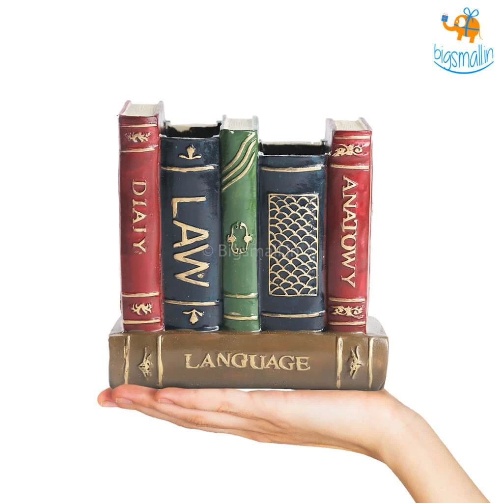 Bigsmall_hmk Retro Book Resin Stationery Holder - Hand Painted