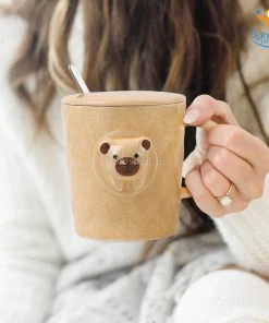 Bigsmall 3D Bear Mug With Lid & Spoon