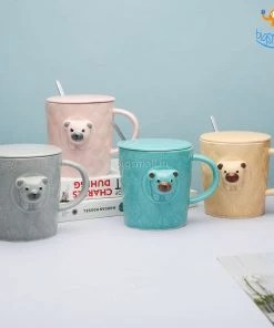 Bigsmall 3D Bear Mug With Lid & Spoon