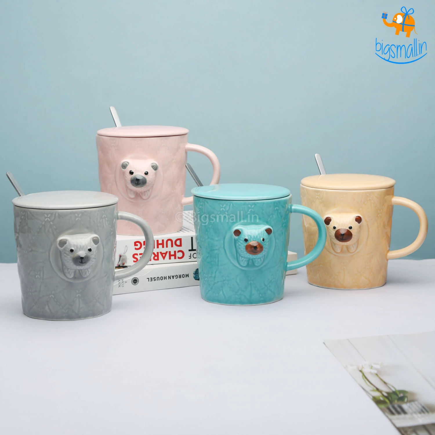 Bigsmall 3D Bear Mug With Lid & Spoon