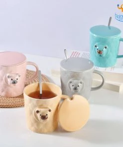 Bigsmall 3D Bear Mug With Lid & Spoon