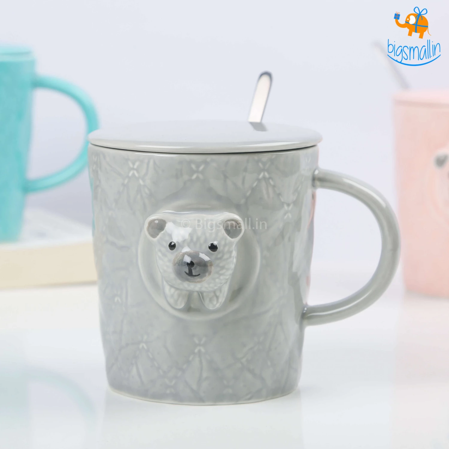Bigsmall 3D Bear Mug With Lid & Spoon