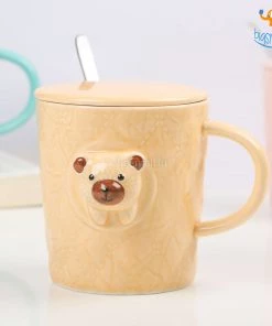 Bigsmall 3D Bear Mug With Lid & Spoon