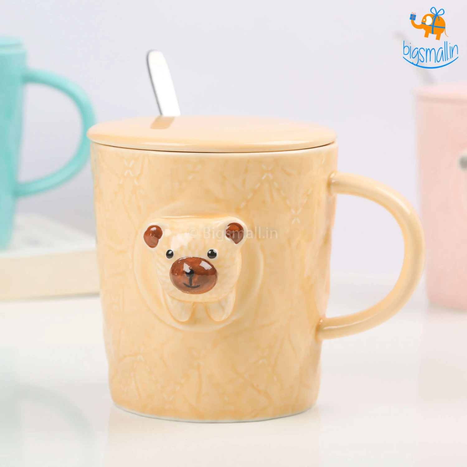 Bigsmall 3D Bear Mug With Lid & Spoon
