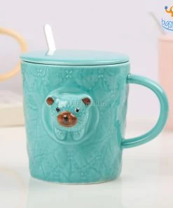 Bigsmall 3D Bear Mug With Lid & Spoon