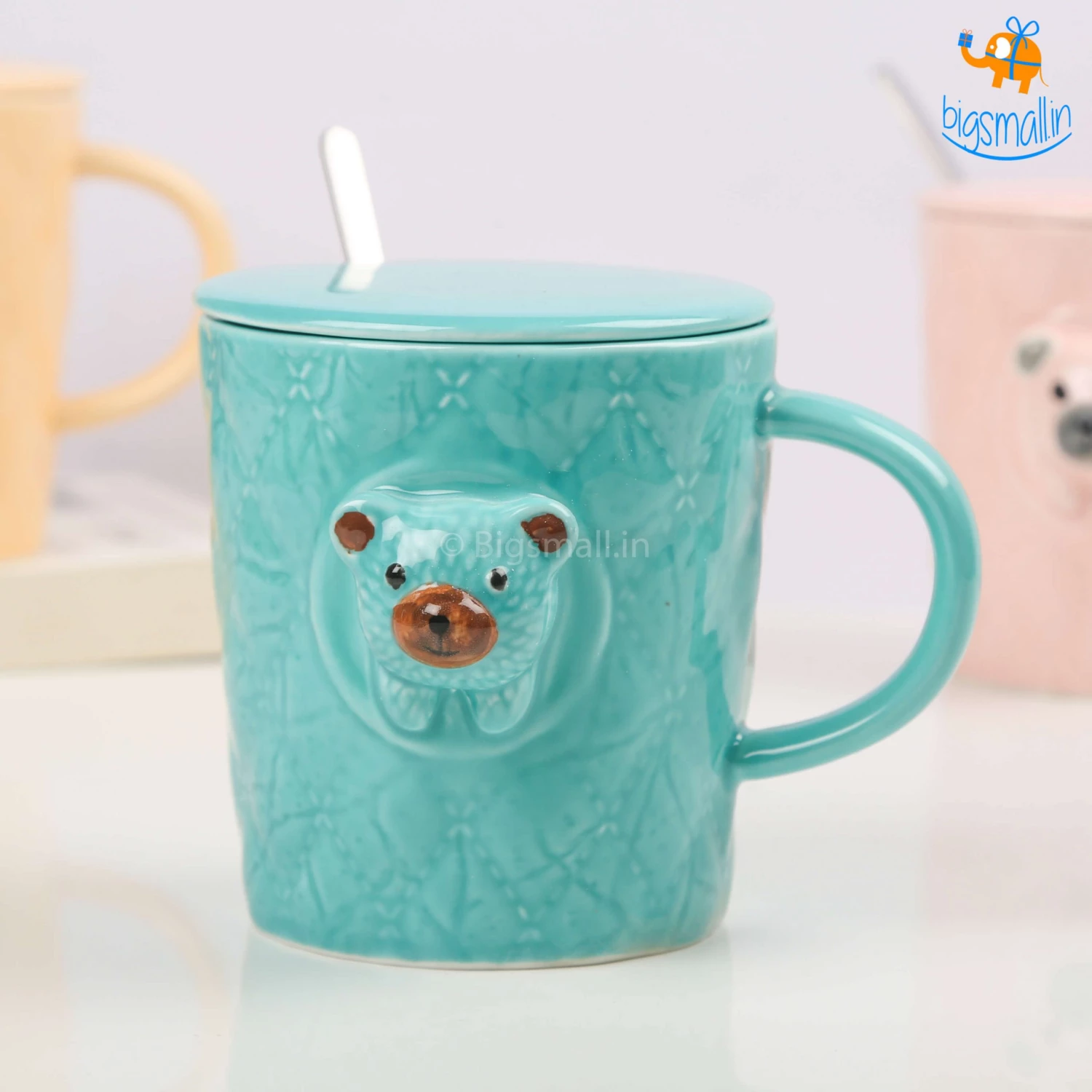 Bigsmall 3D Bear Mug With Lid & Spoon