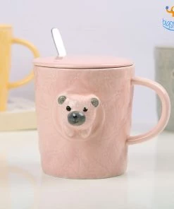 Bigsmall 3D Bear Mug With Lid & Spoon