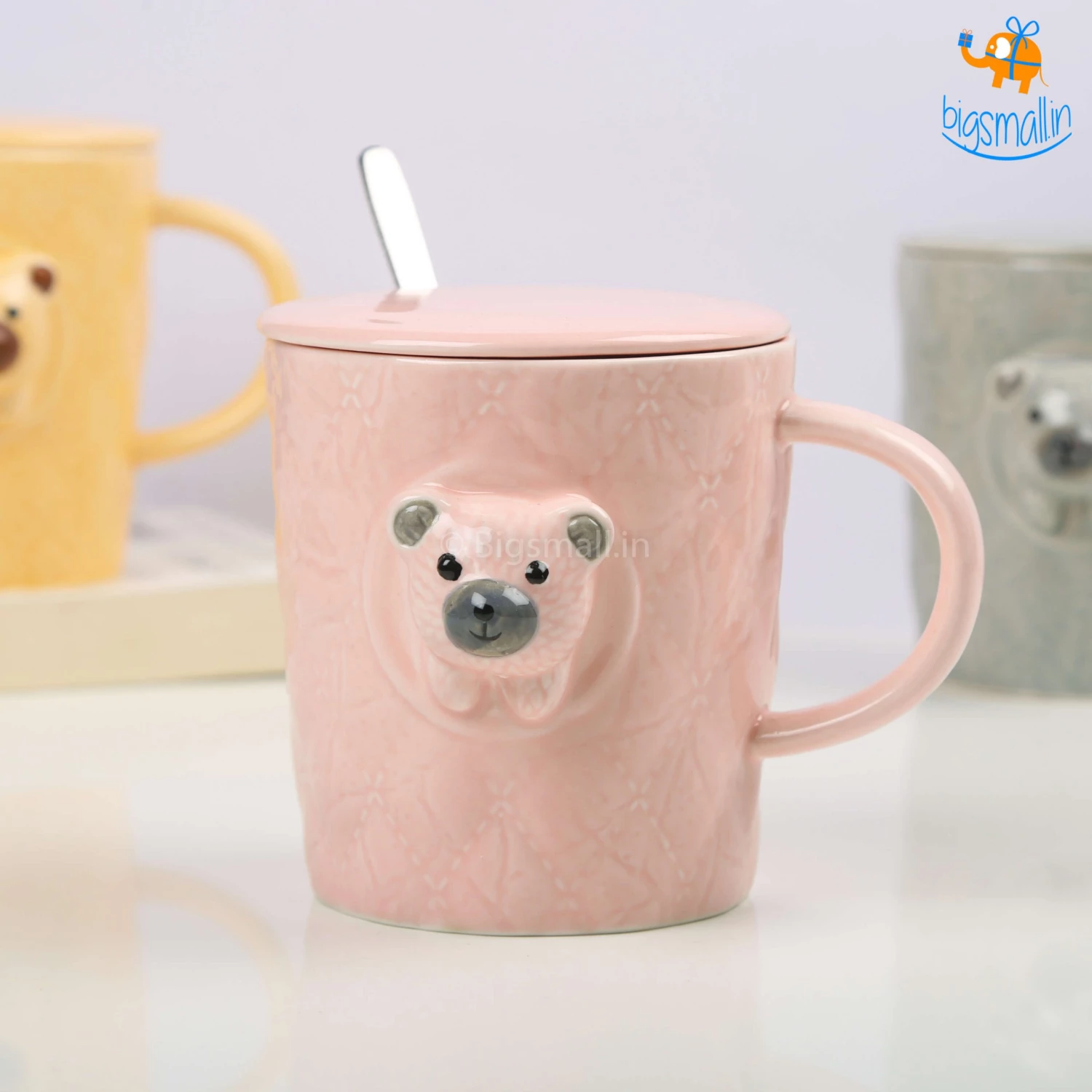 Bigsmall 3D Bear Mug With Lid & Spoon