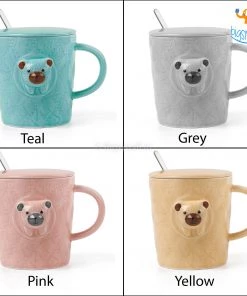Bigsmall 3D Bear Mug With Lid & Spoon