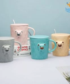 Bigsmall 3D Bear Mug With Lid & Spoon