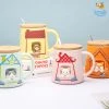 Bigsmall_hmk Cute Animal Themed Mug With Lid & Spoon Baby Shower Gifts