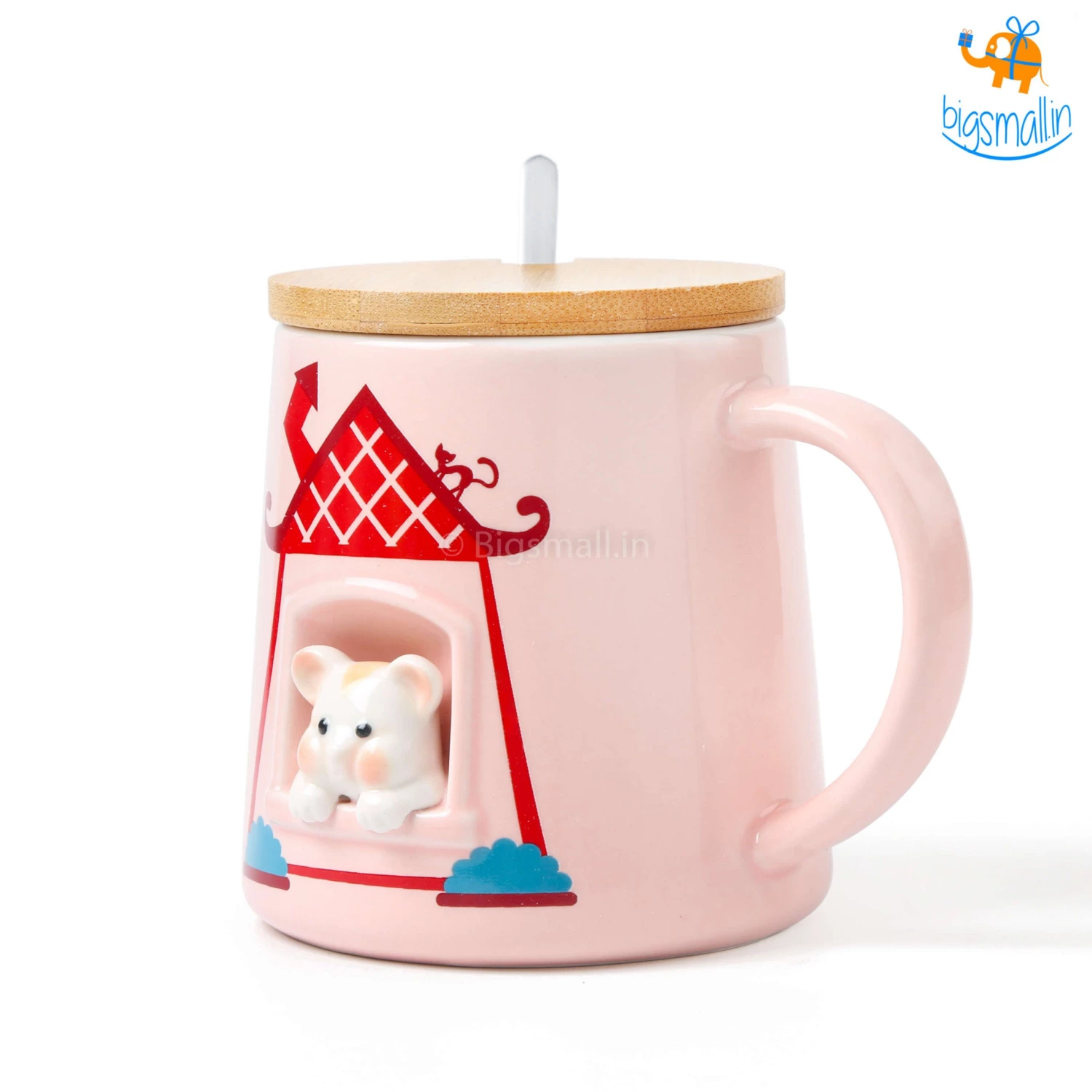 Bigsmall_hmk Cute Animal Themed Mug With Lid & Spoon Baby Shower Gifts