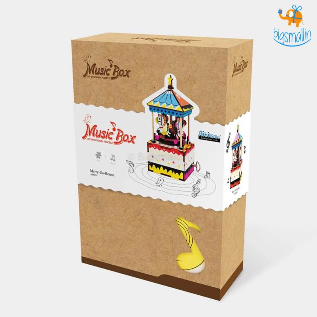 Dream Beans DIY Music Box Wooden Puzzle - Merry-Go-Round
