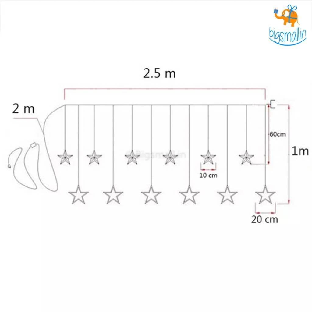 Coral Tree Star Curtain LED Lights - 12 Stars