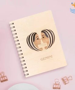 Bigsmall_cc Sun Sign Laser Cut Wooden Diary