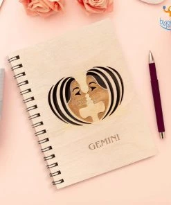 Bigsmall_cc Sun Sign Laser Cut Wooden Diary