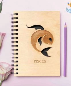 Bigsmall_cc Sun Sign Laser Cut Wooden Diary