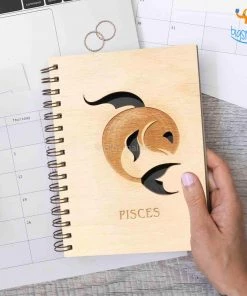 Bigsmall_cc Sun Sign Laser Cut Wooden Diary