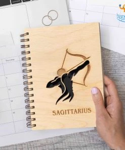 Bigsmall_cc Sun Sign Laser Cut Wooden Diary