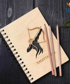 Bigsmall_cc Sun Sign Laser Cut Wooden Diary