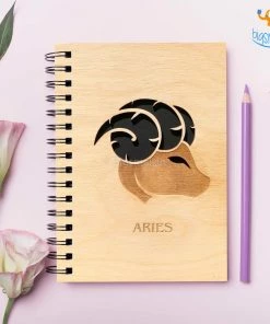 Bigsmall_cc Sun Sign Laser Cut Wooden Diary