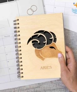 Bigsmall_cc Sun Sign Laser Cut Wooden Diary