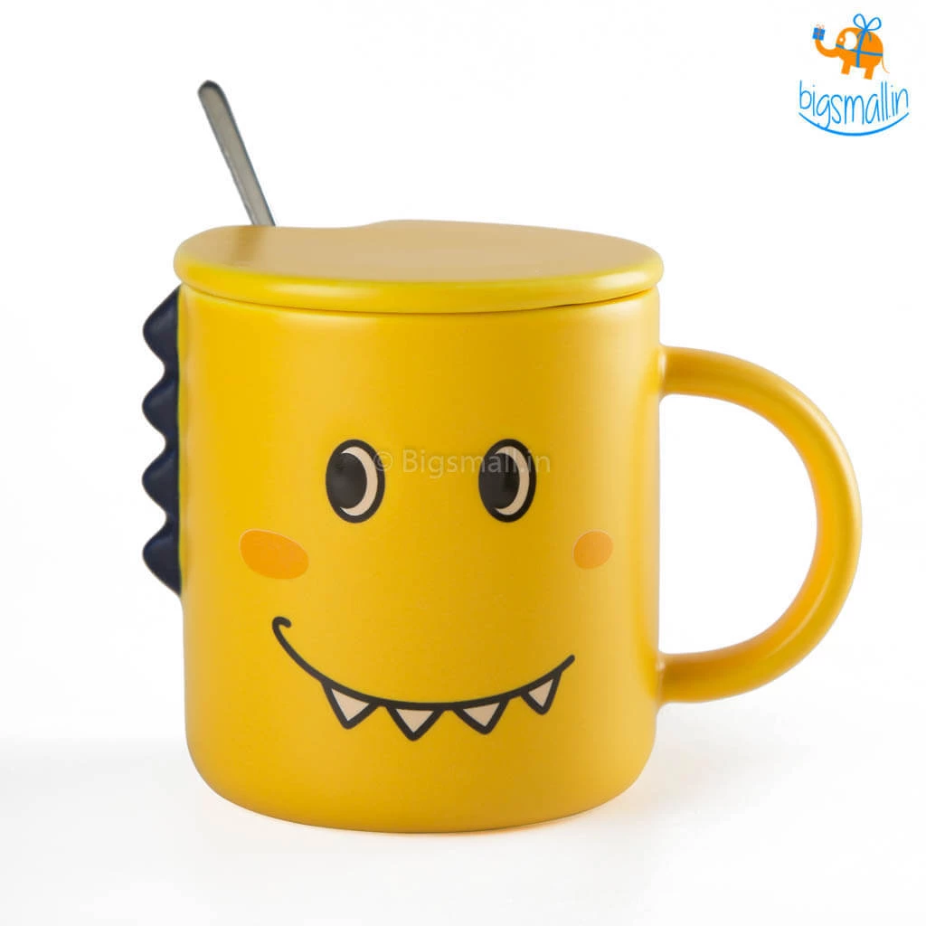 Bigsmall_hmk Dino Coffee Mug With Lid & Spoon All Of It