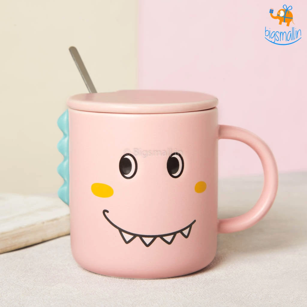 Bigsmall_hmk Dino Coffee Mug With Lid & Spoon All Of It