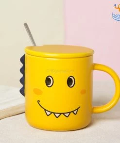 Bigsmall_hmk Dino Coffee Mug With Lid & Spoon All Of It