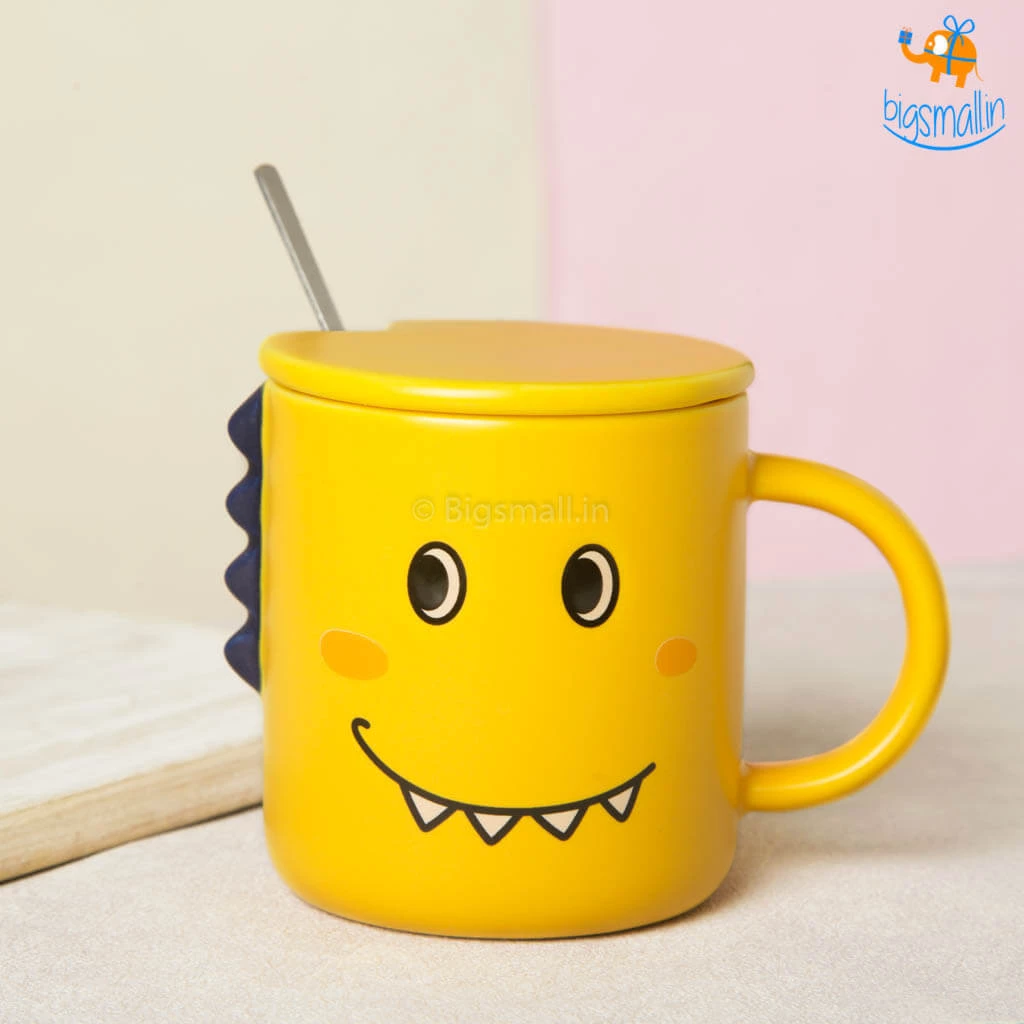 Bigsmall_hmk Dino Coffee Mug With Lid & Spoon All Of It