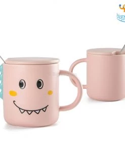 Bigsmall_hmk Dino Coffee Mug With Lid & Spoon All Of It