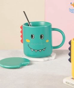 Bigsmall_hmk Dino Coffee Mug With Lid & Spoon All Of It