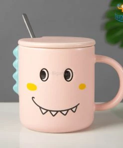 Bigsmall_hmk Dino Coffee Mug With Lid & Spoon All Of It