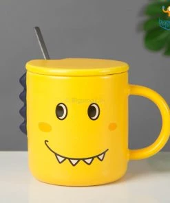 Bigsmall_hmk Dino Coffee Mug With Lid & Spoon All Of It
