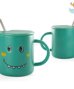 Bigsmall_hmk Dino Coffee Mug With Lid & Spoon All Of It