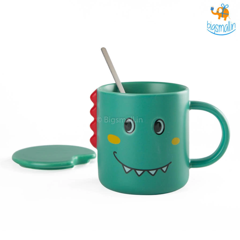 Bigsmall_hmk Dino Coffee Mug With Lid & Spoon All Of It
